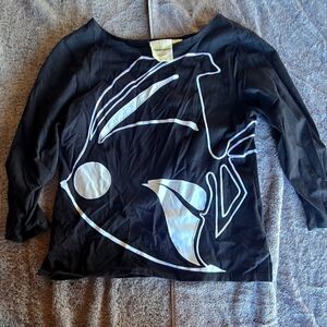 Michael Simon Black and White Graphic Long Sleeve Tee